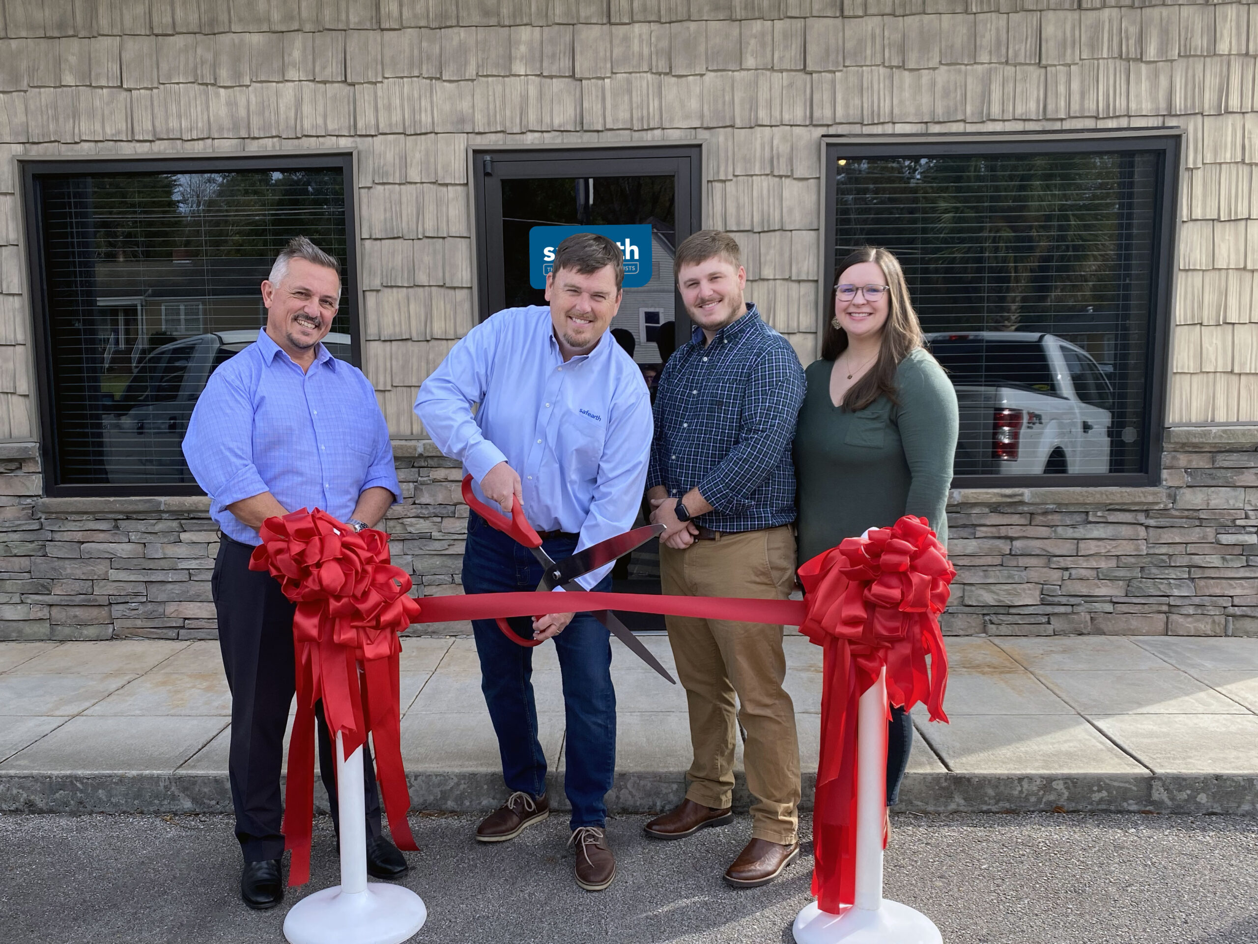 Above: Steve Palmer with Director of Safearth Americas Keith Wallace, our new marketing manager Garrett and office manager Britt at the new Hueytown office. 