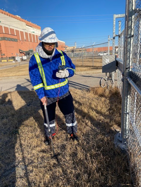 Keith performing current injection testing in Edmonton, Alberta, Canada in -10C weather 