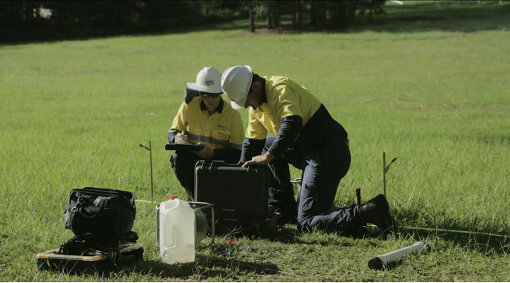 Safearth engineers in the field performing soil resistivity testing